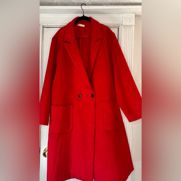 Intempo Double-Breasted Red Coat - Size 3X - Picture 2 of 4